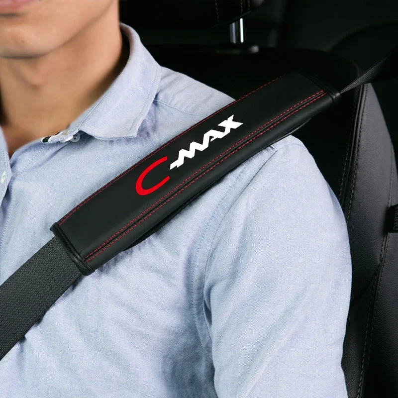 Cowhide Car Interior Seat Belt Protector Cover 1pc For Ford focus bmax smax cmax Auto Accessories seat belt covers seat belt protector