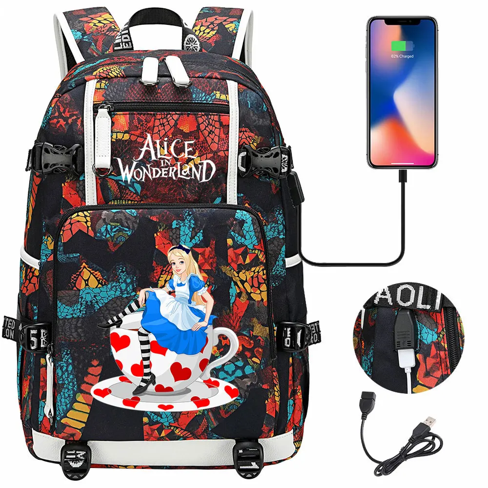 KEEPREAL Cheshire Cat Texture Print Laptop Backpack - Lightweight 15" School Bag - View #9