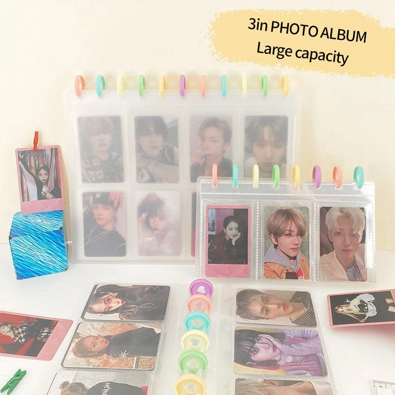 Kpop Photocard Binder 4/8/9 Girds Large Capacity Photo Albums Idol Cards Storage Book Transparent Binder Background Paper