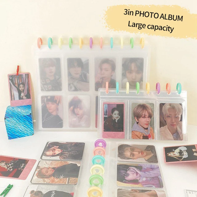 Classeur de cartes Photo Kpop, 4/8/9 compartiments, grande capacité, Album Photo, cartes idole, livre de rangement, classeur Transparent, papier de fond 5