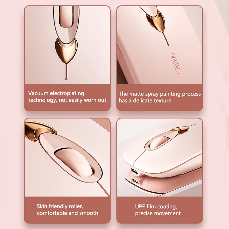 Bluetooth Mouse 1600DPI Rechargeable Silent Mouse Ultra Thin and Portable for Mac Ipad Tablet Computer Laptop