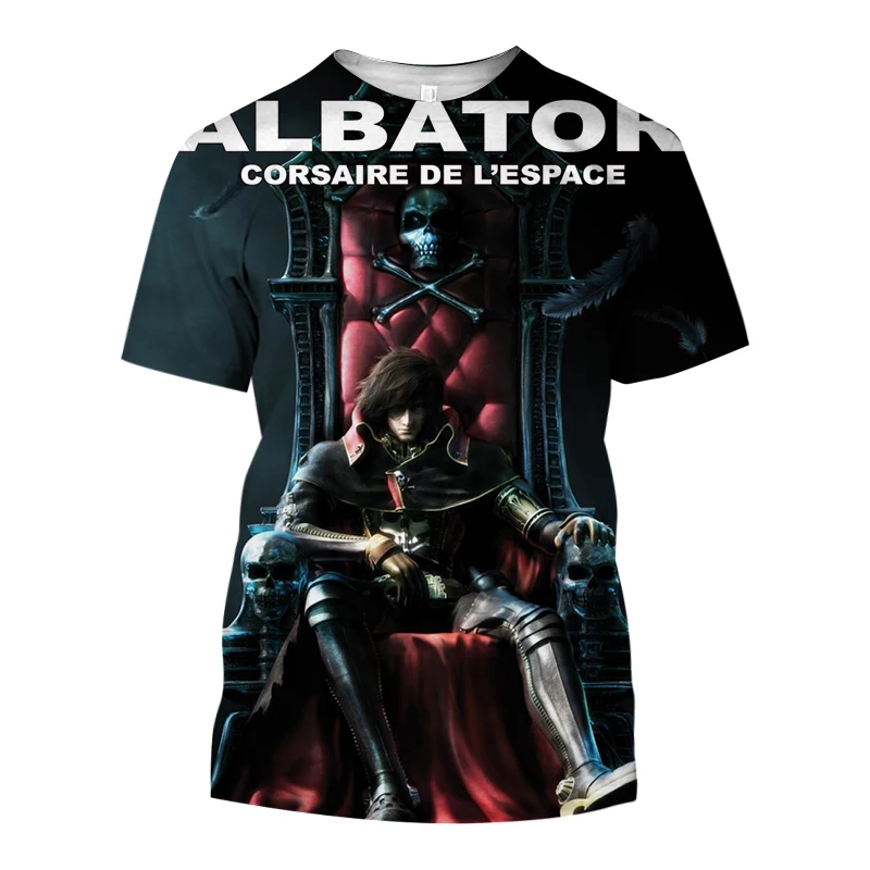 Albator Captain Harlock Logo T-Shirt – Anime Graphic Tee For Men & Women, 100% Cotton, Red, Large