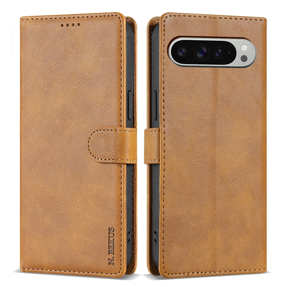 Leather Flip Wallet Phone Case with Card Slots and Kickstand Feature