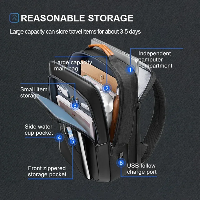 Waterproof Laptop Backpack with USB Port for Men