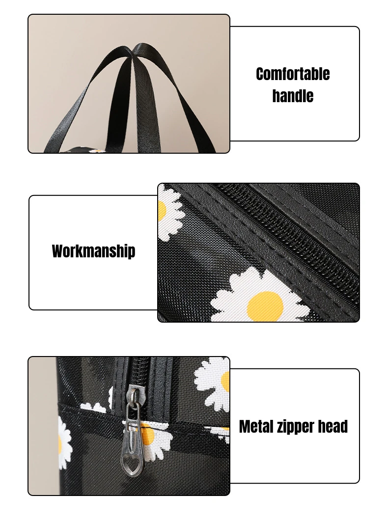 2-Pcs Mesh Cosmetic Makeup Bags Daisy Printing Travel Toiletry Wash Make Up Case Zipper Beauty Organizer 10 2-Pcs Mesh Cosmetic Makeup Bags Daisy Printing Travel Toiletry Wash Make Up Case Zipper Beauty Organizer