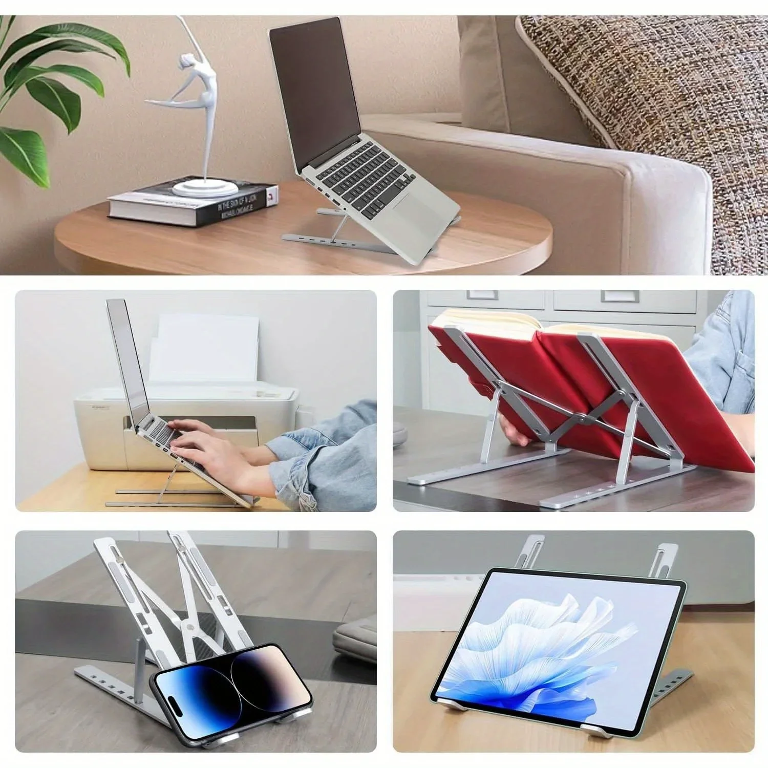 Sleek Adjustable Aluminum Laptop Stand - Ergonomic, Portable Design with Enhanced Ventilation