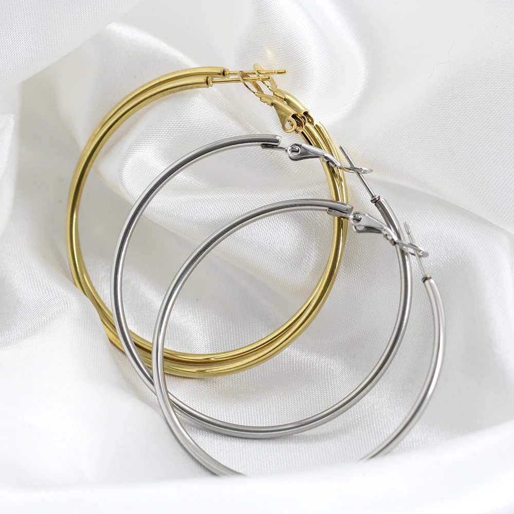 VQYSKO Big Gold Color Earrings Large Hoop Stud 50MM Endless