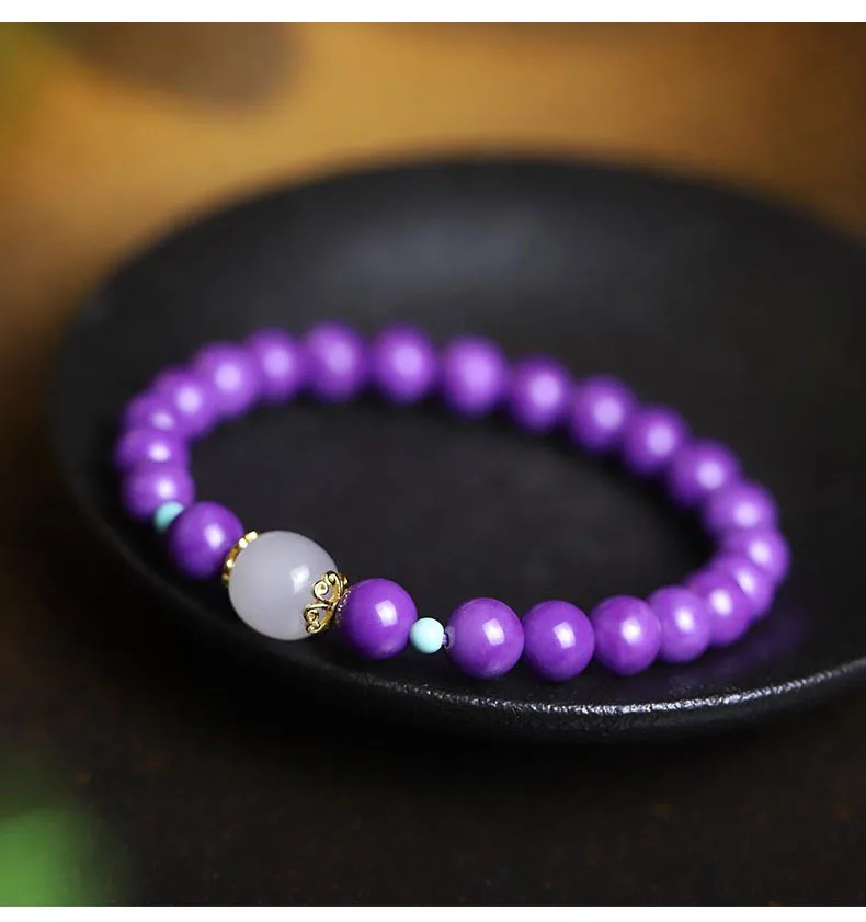 8mm Einzelkreis Lila Perlen Mit Hotan Jade Buddha Hand String Geschenk Mädchen Schmuck Für Weibliche Mutter Geschenk – Detail 1