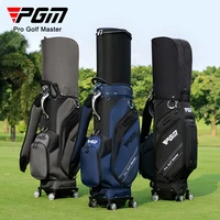 PGM Golf Telescopic Bag,Men and Women Hardshell Ball Bag,Portable Large Capacity Four-wheel Flat Push Golf Bag with Rain Cover 1