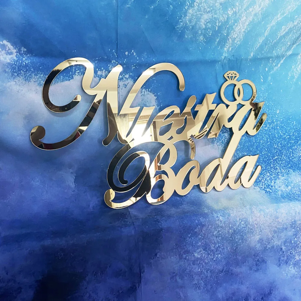 

Украшение свадебной вечеринки Свадебный декор свадебный душ акриловый наш свадьба в испанском стиле настенное зеркало золотистого и серебристого цвета