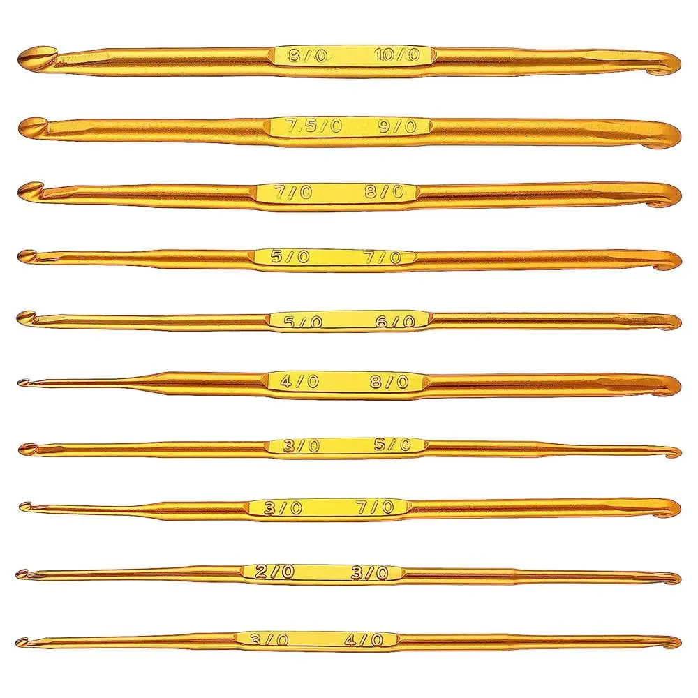 Aluminum Gold Double End Crochet Hooks for Hand Weaving and Knitting