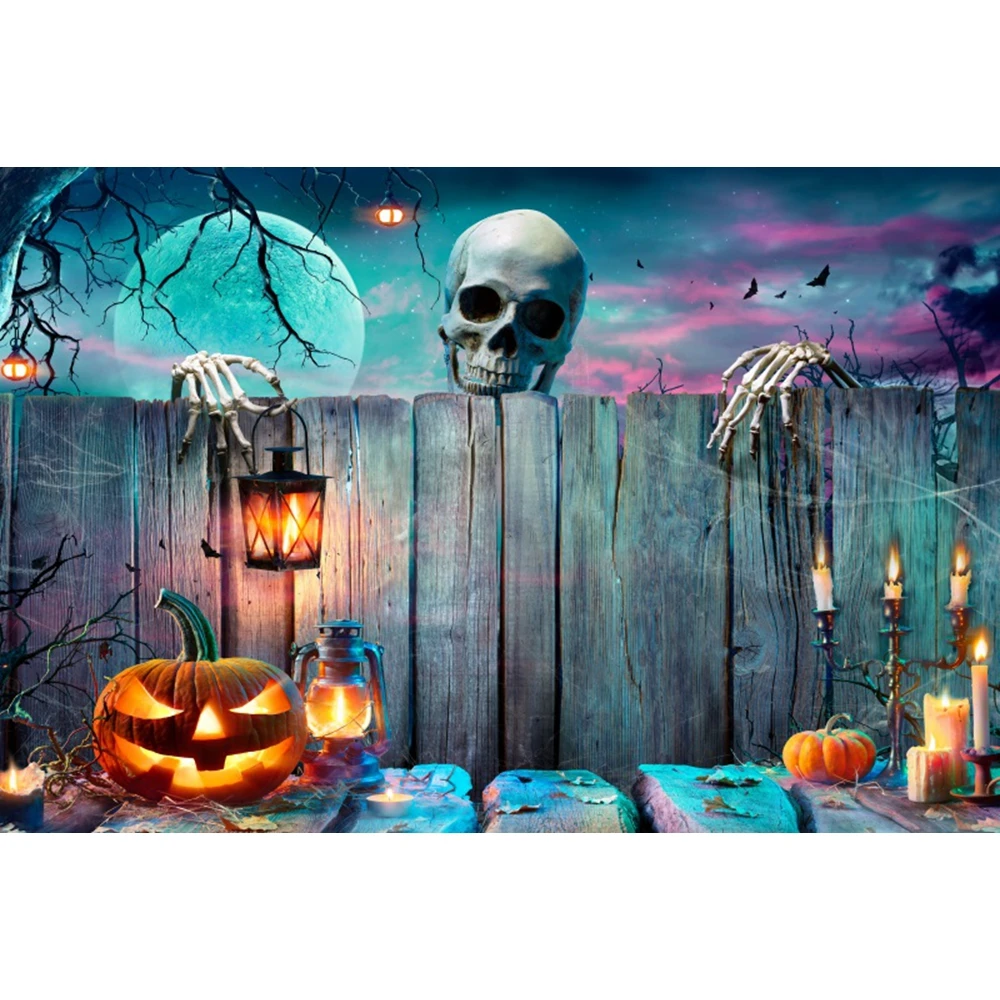 7X5FT Halloween Photography Backdrop Horror Moon Night Scary Cemetery