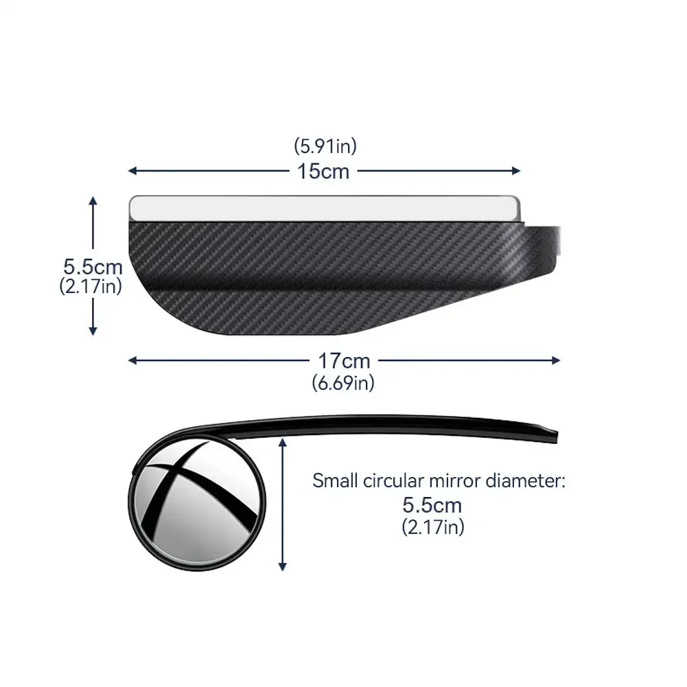 Car Rearview Mirror Visor 2Pcs Universal Rain Eyebrow Blind Spot Mirror 360 Degrees