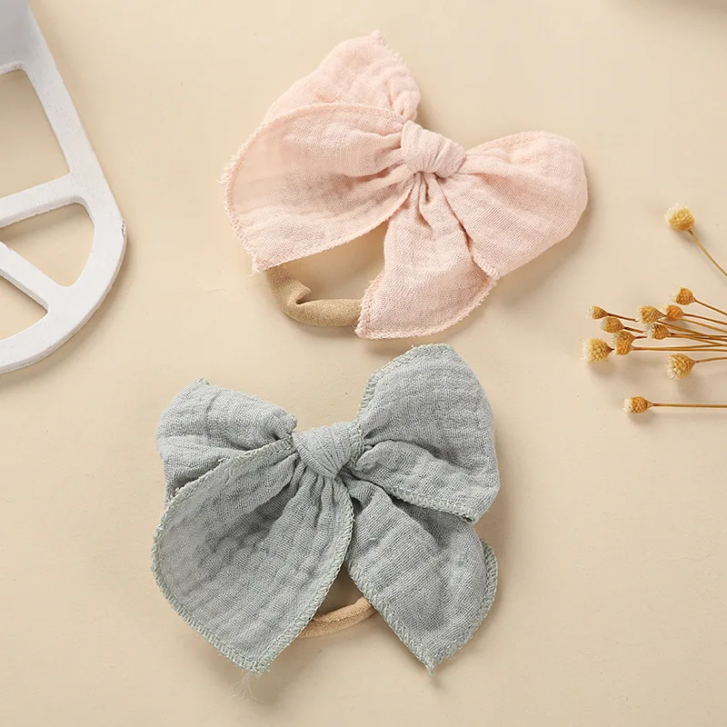 Cotton Newborn Hair Bows Lovely Baby Headbands Elastic Nylon Hair Accessories for Children Girl Princess Hairband Kids Headwear