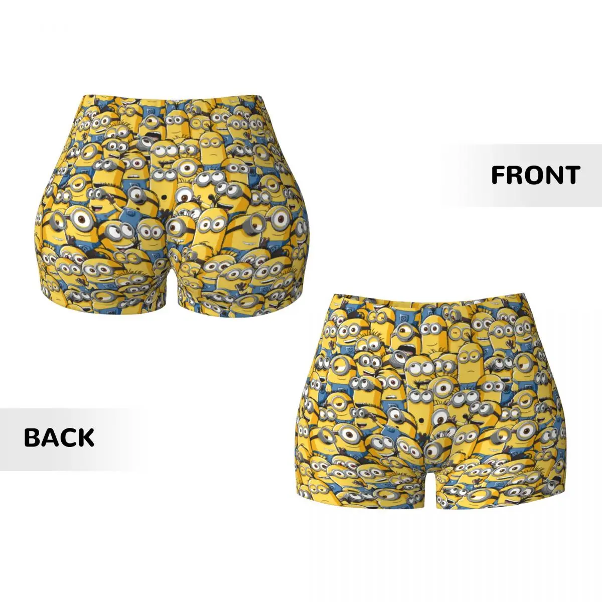 Minions Anime Workout Volleyball Biker Shorts Women's Cartoon Minion Gym Yoga Shorts