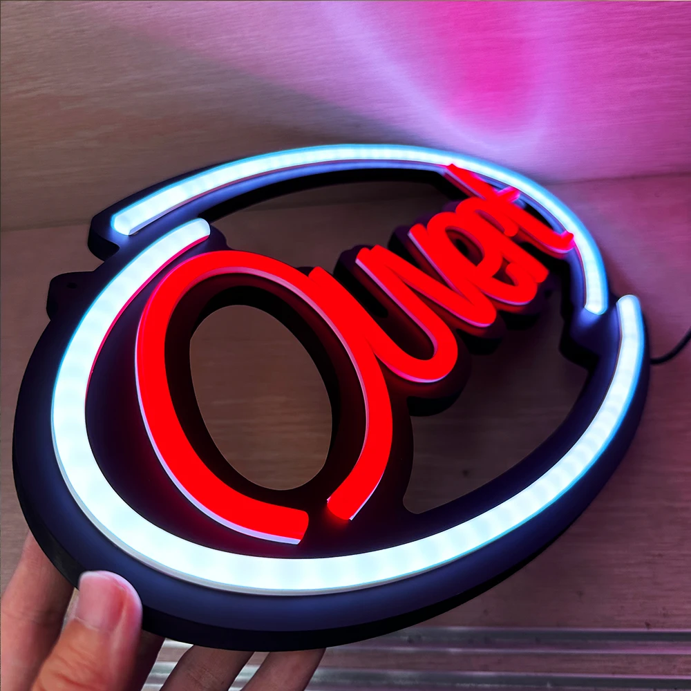 LED OPEN 네온 사인 울트라 브라이트 RGB 라이트 모드, 원격 LED OUVERT 라이트, 매달린 상점, 윈도우 오픈 AD 사인, 18x10 인치
