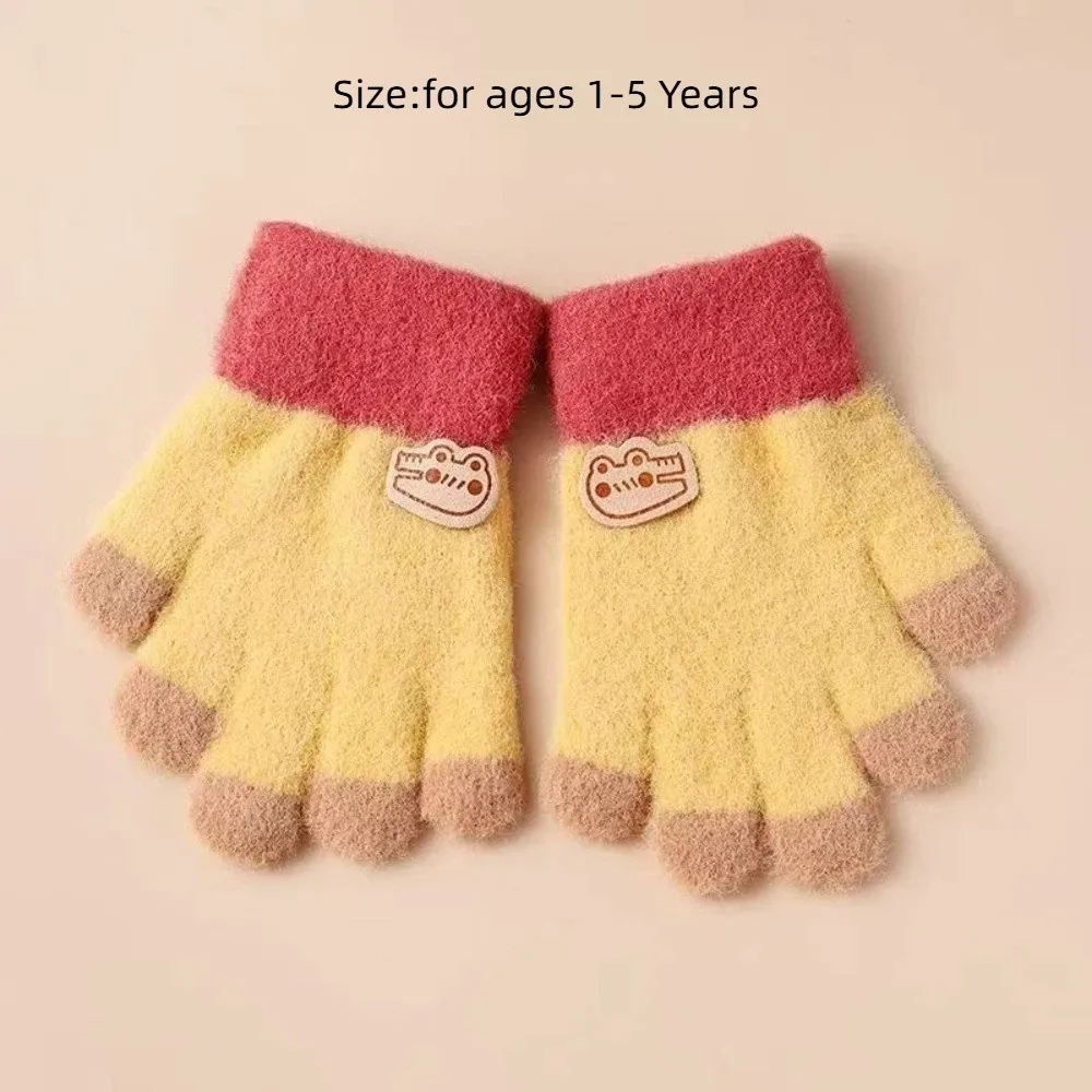 1-5 Years Old Fashion Warm Kids Winter Gloves Coldproof Candy Color Baby Gloves Thicken Windproof Children Mittens Outdoor