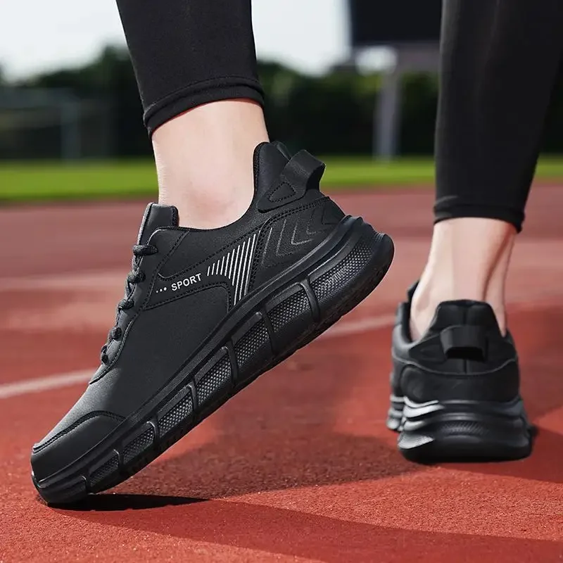 

Мужская Спортивная обувь для шеф-повара, Черная спортивная обувь для доски, модная рабочая обувь для кухни, летняя повседневная кожаная обувь