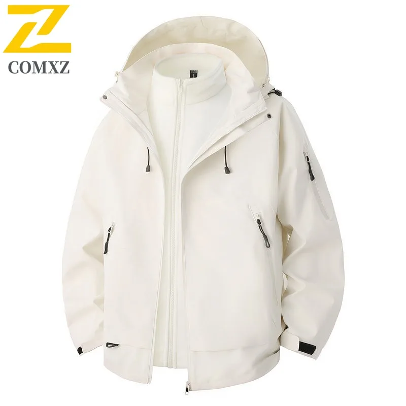 COMXZ Men Winter Clothing High Quality Outdoor Adventure Wind Resistant Motorcycle Coat Stylish Hooded Lightweight Outerwear