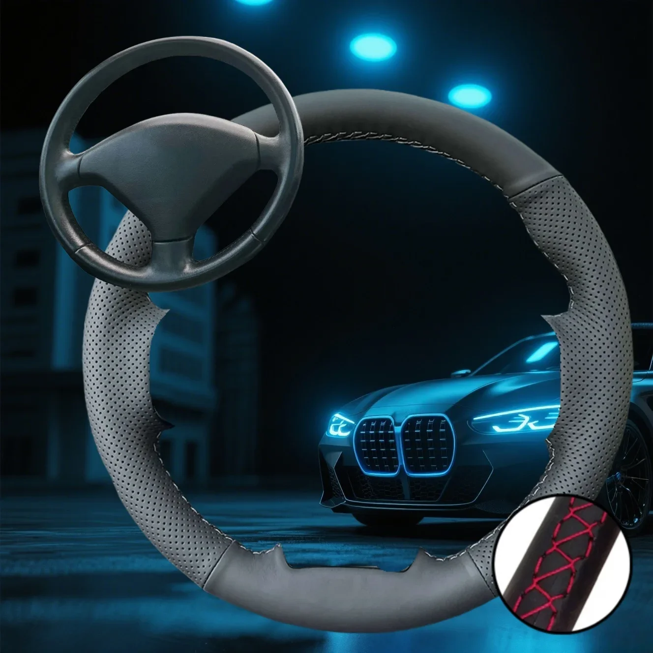 Customized Car Steering Wheel Cover for Peugeot 307 CC 2004-2009 307 SW 2004-2009 Car Accessories Hand-sewn Steering Wrap steering wheel cover
