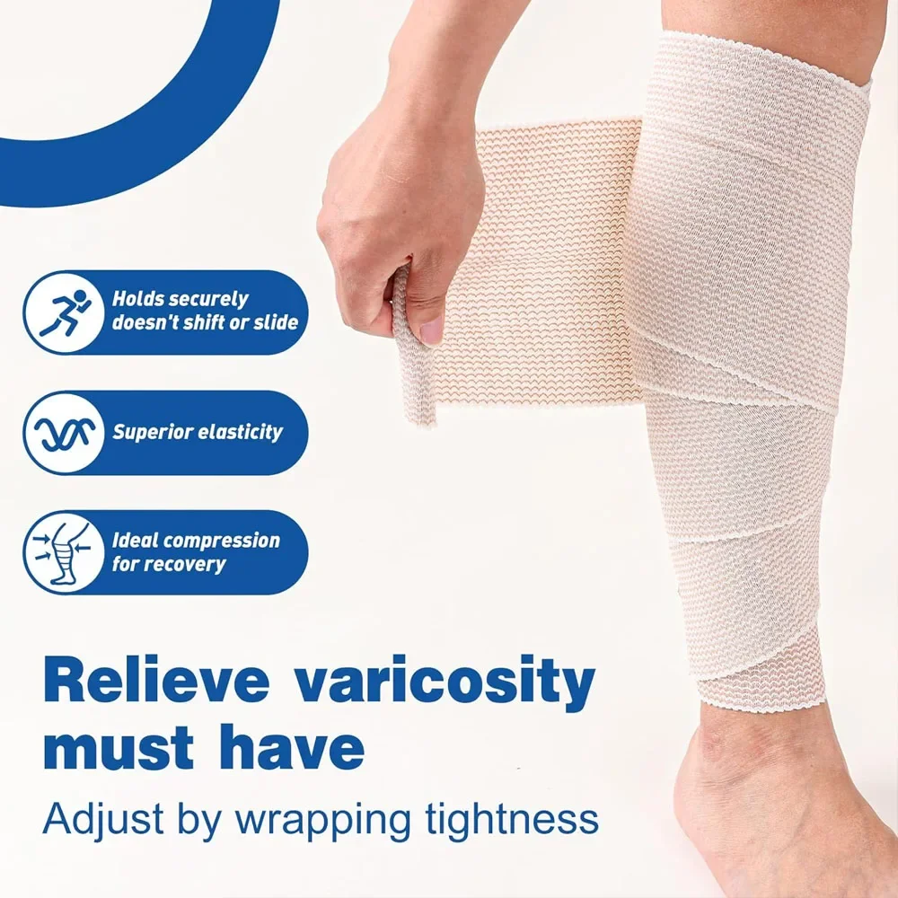 Elastic Bandage Wrap Compression Wrap for Legs Ankle Knee Tummy Body Lymphedema Wraps Latex-Free 2 Pack