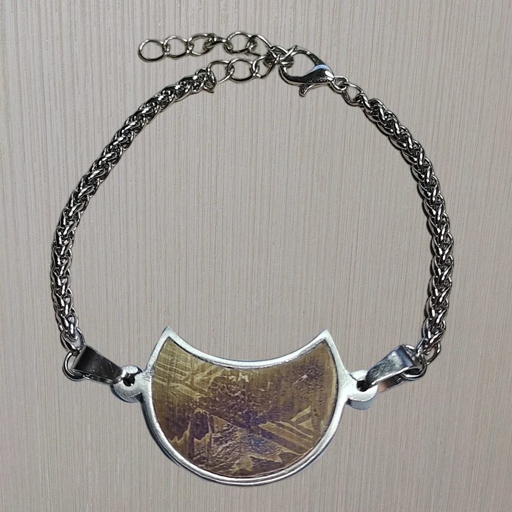 

Muonionalusta Iron meteorite material bracelet Natural meteorite Piece Jewelry Bracelet adjustable -CD184