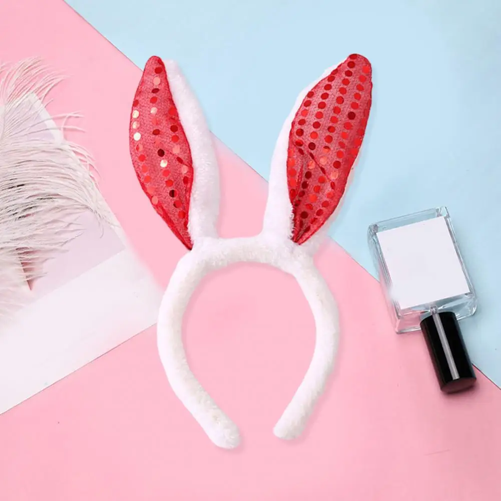 

Colorful Headband Sequin Bunny Ear Led Light Hairband for Women Easter Day Party Cosplay Headband Accessory Soft Plush Anti-slip