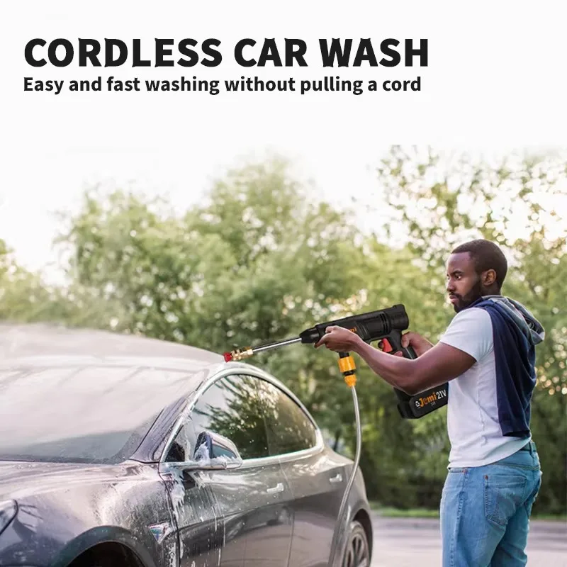 Jemi Tool 18V/21V Cordless High Pressure Washer, 60Bar Rechargeable Portable Washer for Car Wash and Flower Watering 2