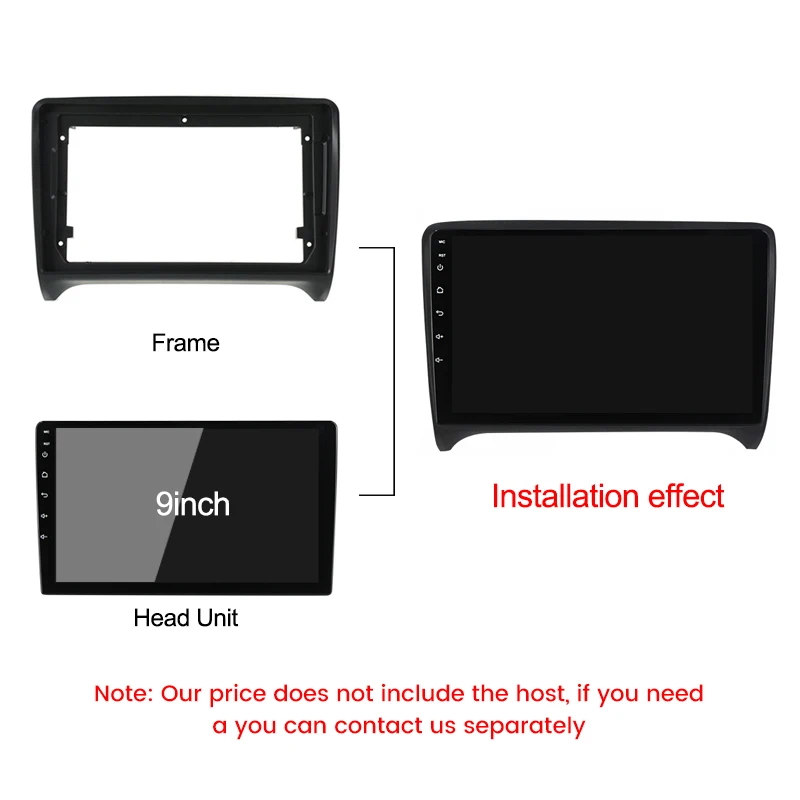 For Audi TT MK2 8J 2006 2007-2012 9inch Car Frame Fascia Adapter Canbus Box Decoder Harness Android Radio Dash Fitting Panel Kit