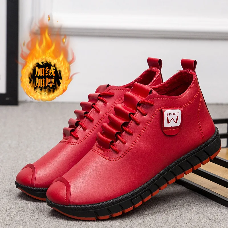 

2023 New Sports Shoes Autumn and Winter Flat Shoes Lace Up Women's Sewing Plush Warm and Fashion Durable Anti Slip Women's Shoes