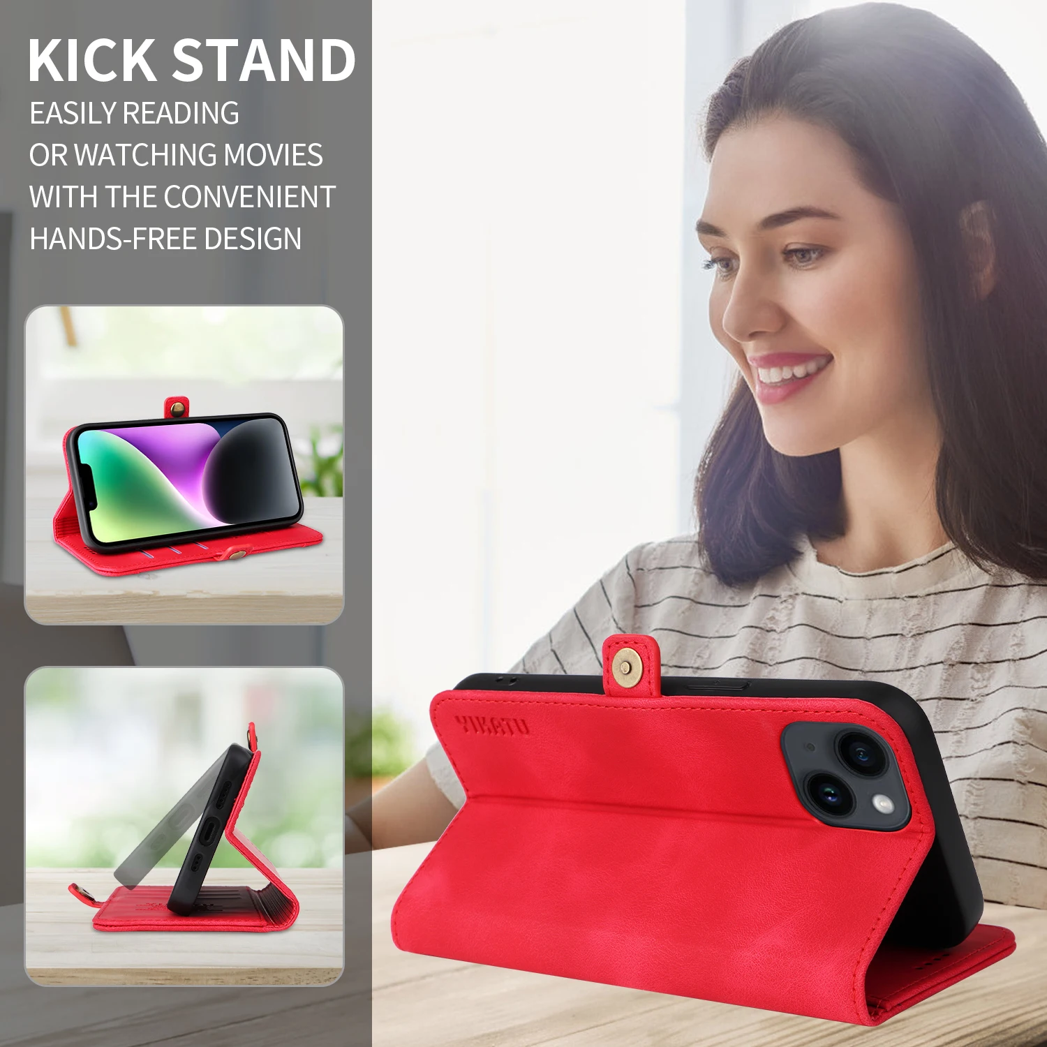 Leather Magnetic Flip Wallet Case
