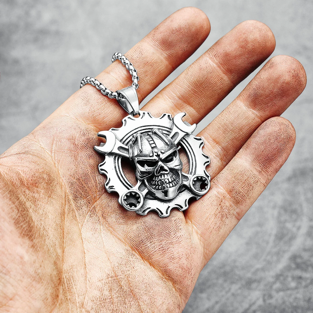 316L Stainless Steel Necklace Hip Hop Gear Skull Men Pendant Chain Heavy Metal  Rock Punk for Boyfriend Biker Rider Jewelry Gift - AliExpress, image size:1200x1200