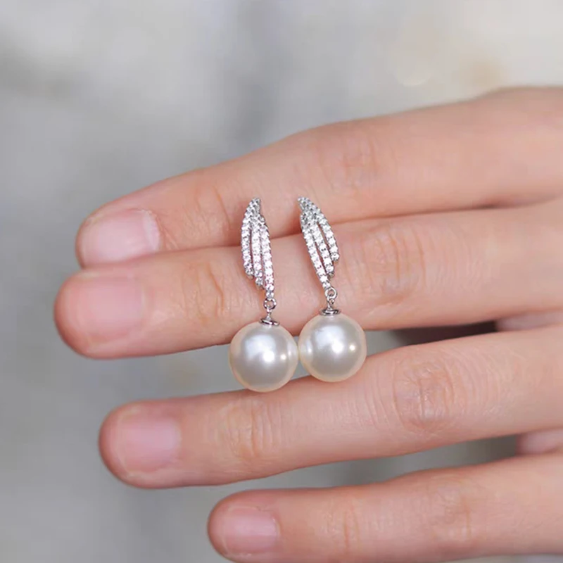 

Beautiful Design Exotic 10-11mm White AAAA Round South Sea Genuine Pearls 925 Sterling Silver Earrings Free Shipping
