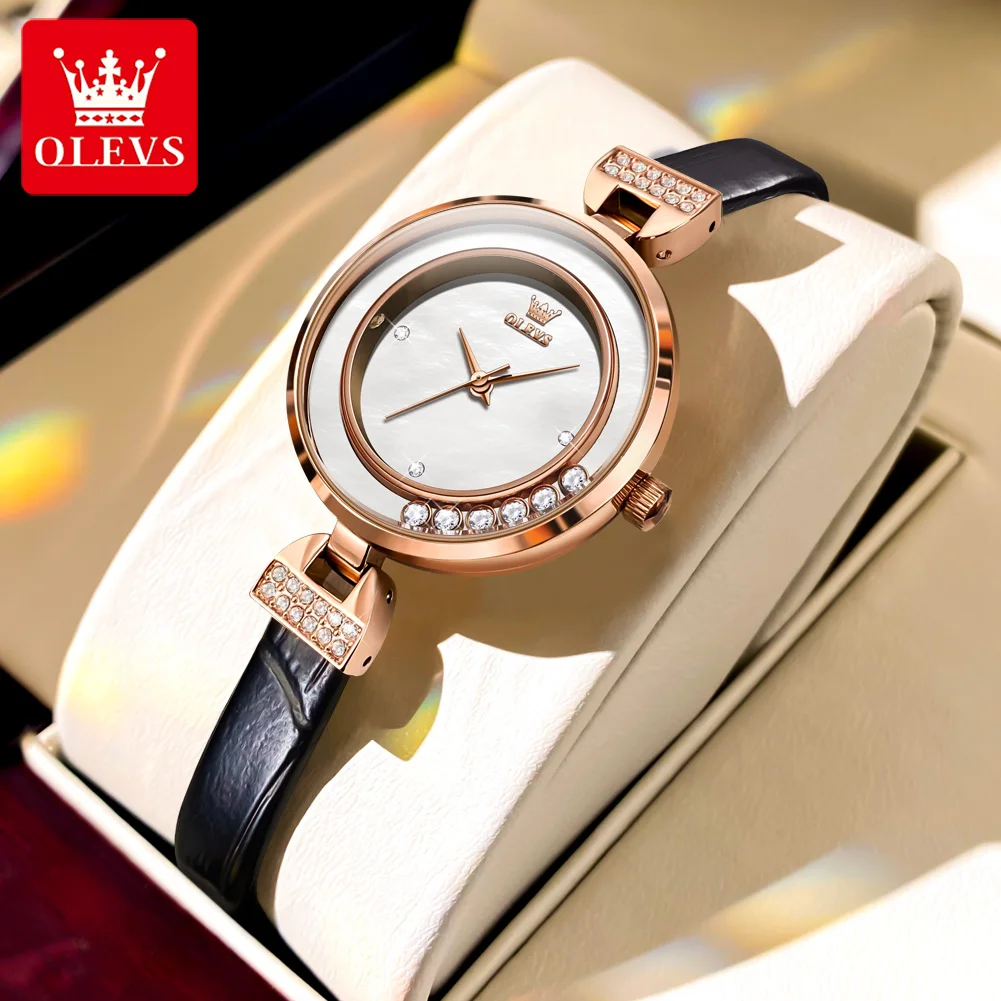 

Olves Women Quartz Watch Casual Simple Leather Strap Wristwatches Liminous Hands Clock Female Bracelet Waterproof Ladies Watches