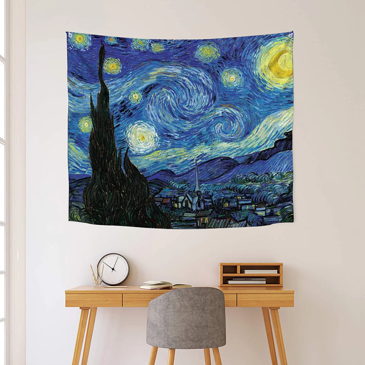 Starry Night UV Reactive Tapestry – Van Gogh Blacklight Wall Art 6