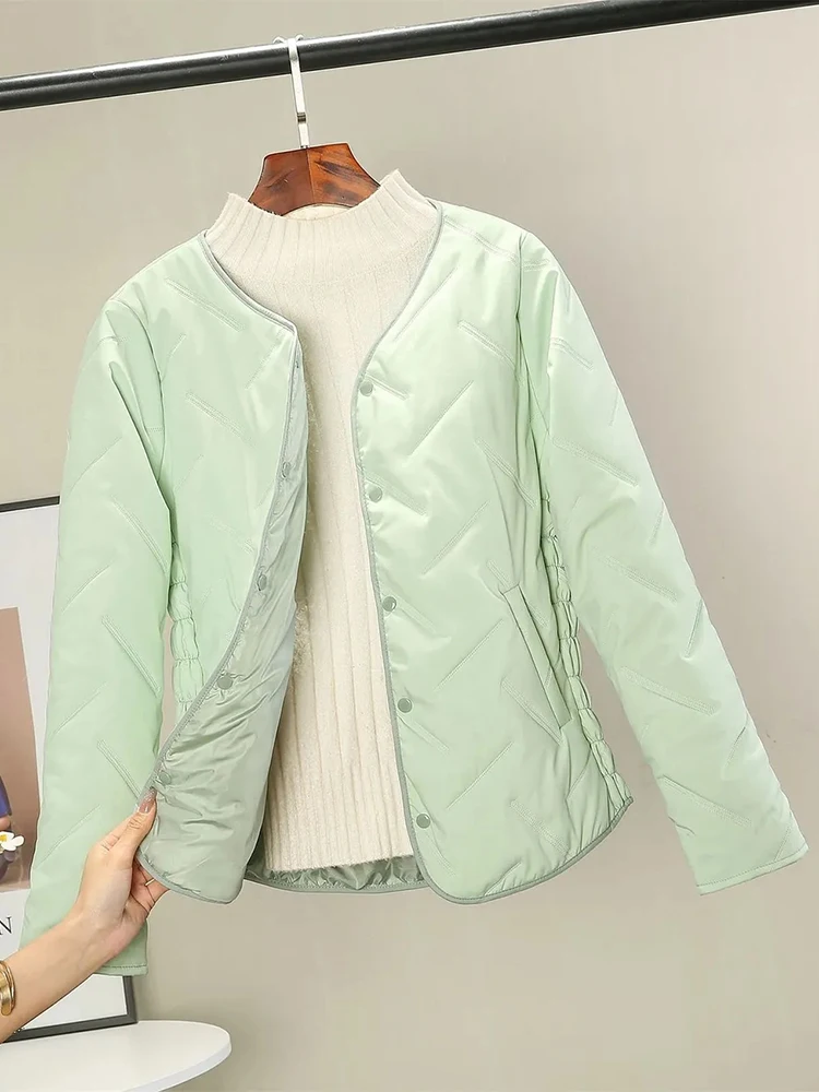 Ultra Light Chic Pink Women Warm Parkas Jackets Korean Slim V-neck Interior Lightweight Parcas Jaqueta Casual Classic Chaquetas