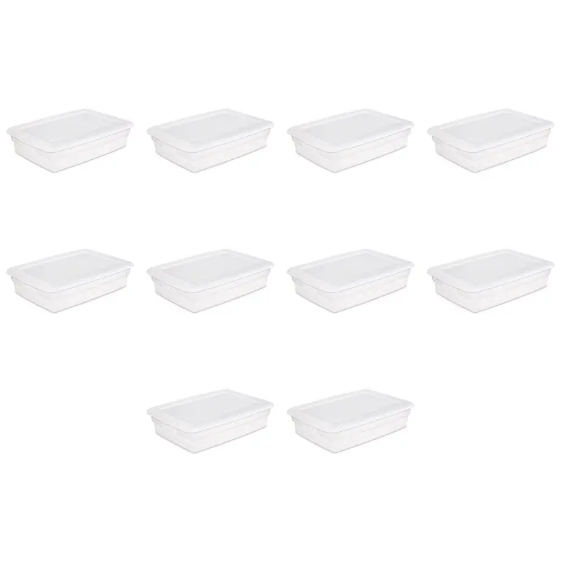 

28 Qt. Storage Box Plastic, White, Set of 10