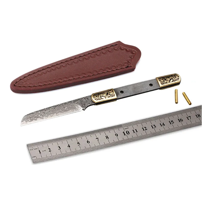 Dropship Copper Damascus Steel Fixed Blade Knife Blanks DIY Semi