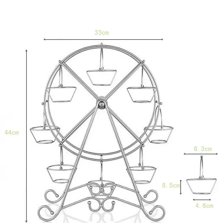 Silver Cake Stands for Wedding Decoration Ferris Wheel Muffin Cake Plates 8pcs Cupcake Stands for Kids Birthday Tools