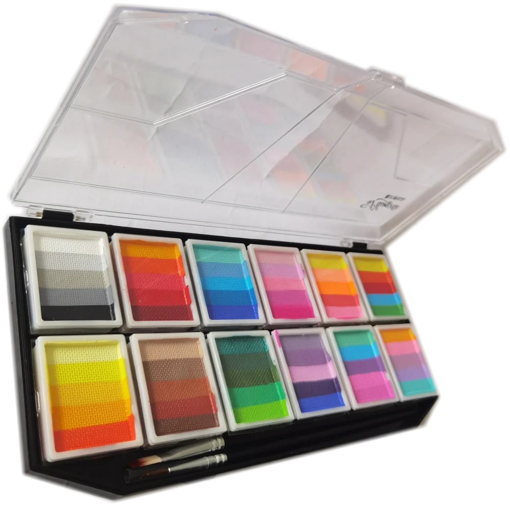 

12 Split Liners Pallet Water Activated body painting Rainbow Colors Hydro Face Paint Palette