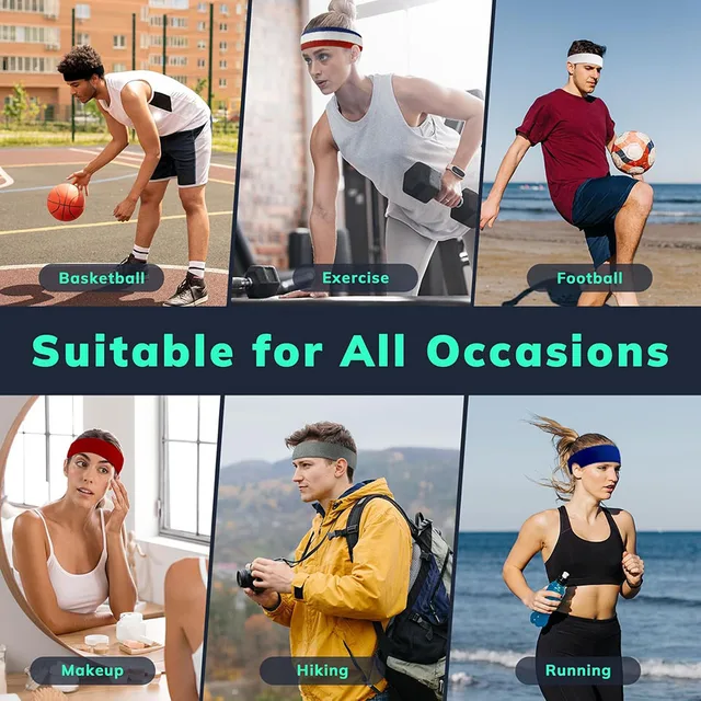 AOLIKES 1PCS Sweatbands Sports Headband - Terry Cloth Moisture-Wicking Sports Towel Headband for Tennis,Basketball,Running,Gym