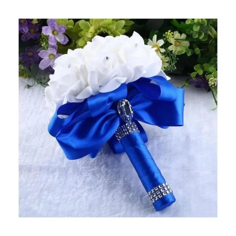 Six Colors European Wedding Handheld Bouquet Silk Flower Artificial Flower Bouquet Bow Forest Outdoor Wedding Flower Bouquet