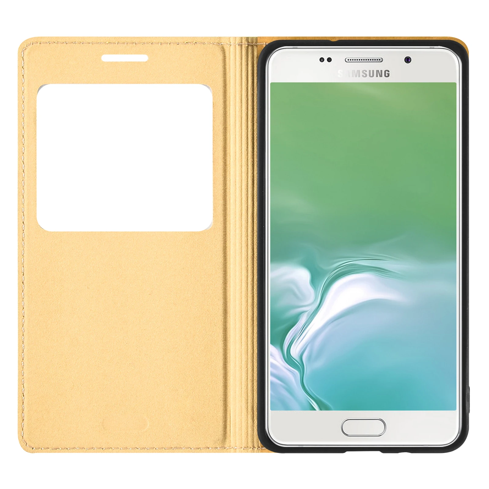 Sleek Transparent Window Flip Leather Phone Case