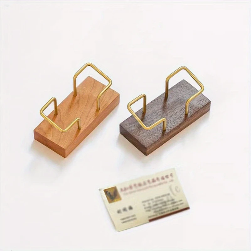 1Pc Card Storage Business Card Holder Tabletop Shelf Cards Display Stand Metal Wooden Holder Home Office Supply