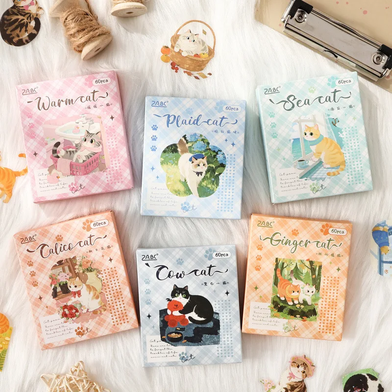 Yuezhen Cultural and Creative의 Kitten Holiday 애완동물 스티커 저널 스티커 어린이 스티커 귀여운 저널 재료 선물