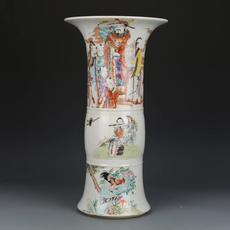 

Republic of China Pastel Happiness Wealth Longevity Flower Vase Antique Collection Porcelain