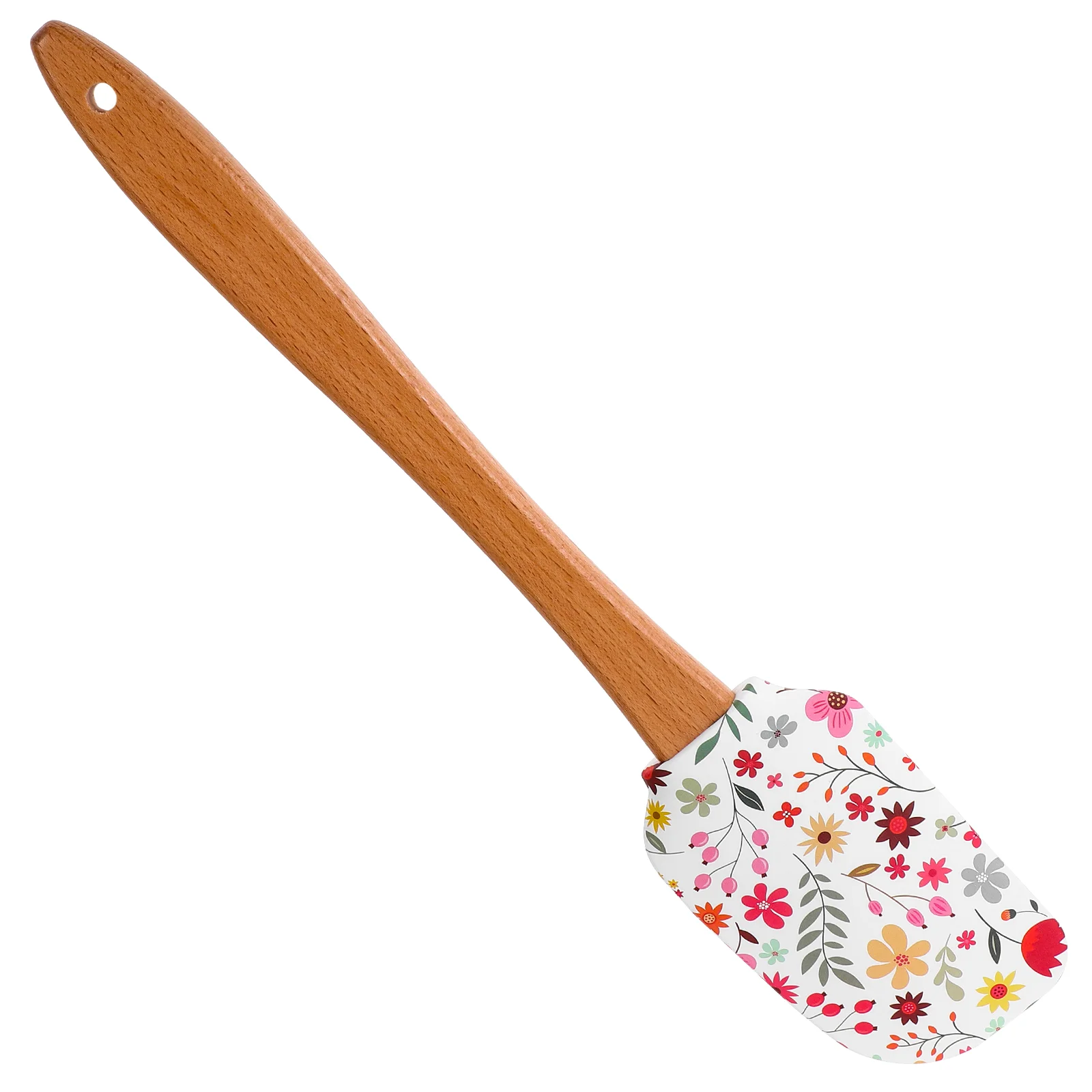 

Buttercream Frosting Silicone Spoon Scraper Wooden Handle Baking Scraper Non-Stick Cream Spatula Flower Pattern Spatulas Cake