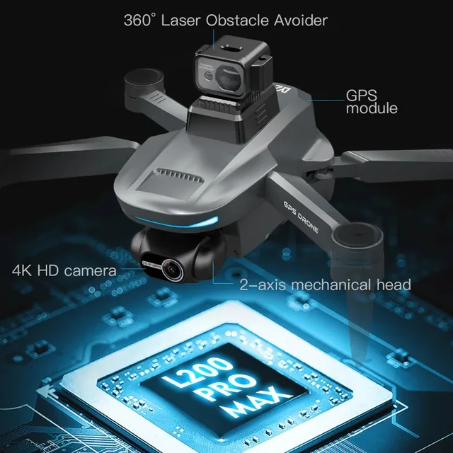 L200 PRO MAX GPS Drone with 2-axis Gimbal,Professional Anti-shake 4K HD Camera,FPV Drone,360° Obstacle Avoidance Quadcopter Toy 3