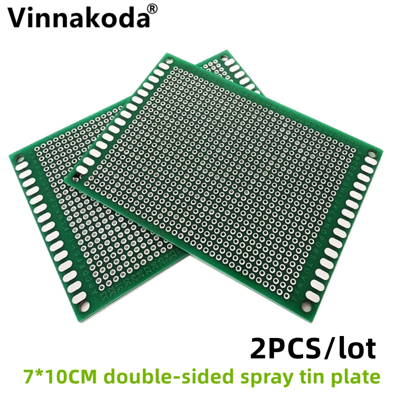 2PCS 7*10CM double-sided spray tin 1.6T universal board universal circuit board experimental hole board 2pcs 8 12cm double sided spray tin universal board 1 6mm glass fiber board pcb board experimental board 2 54mm hole board