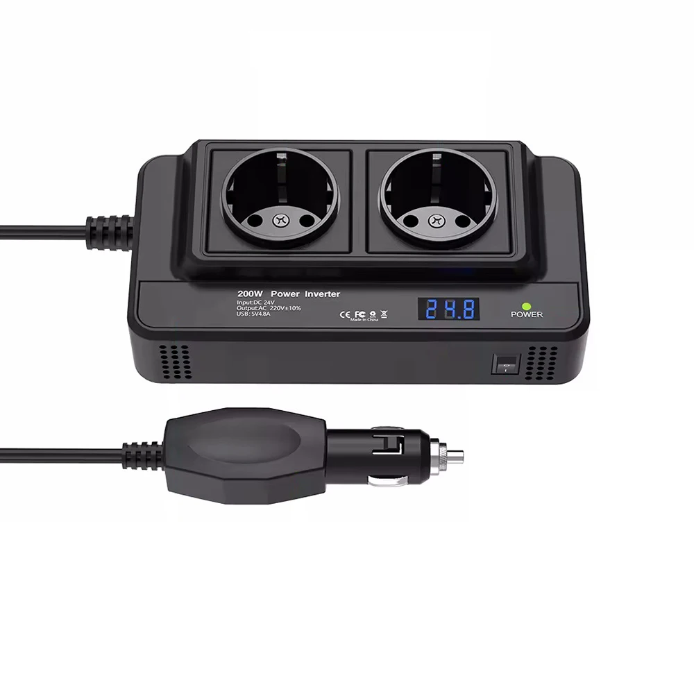 4 USB 400W Peak Power Accessories Cigarette Lighter DC To AC 12V to 220V Car 200W Inverter Auto Mounted Inverter AC EU Socket,vehicle inverter,car converter inverter,car inverter,car power converter,power inverter
